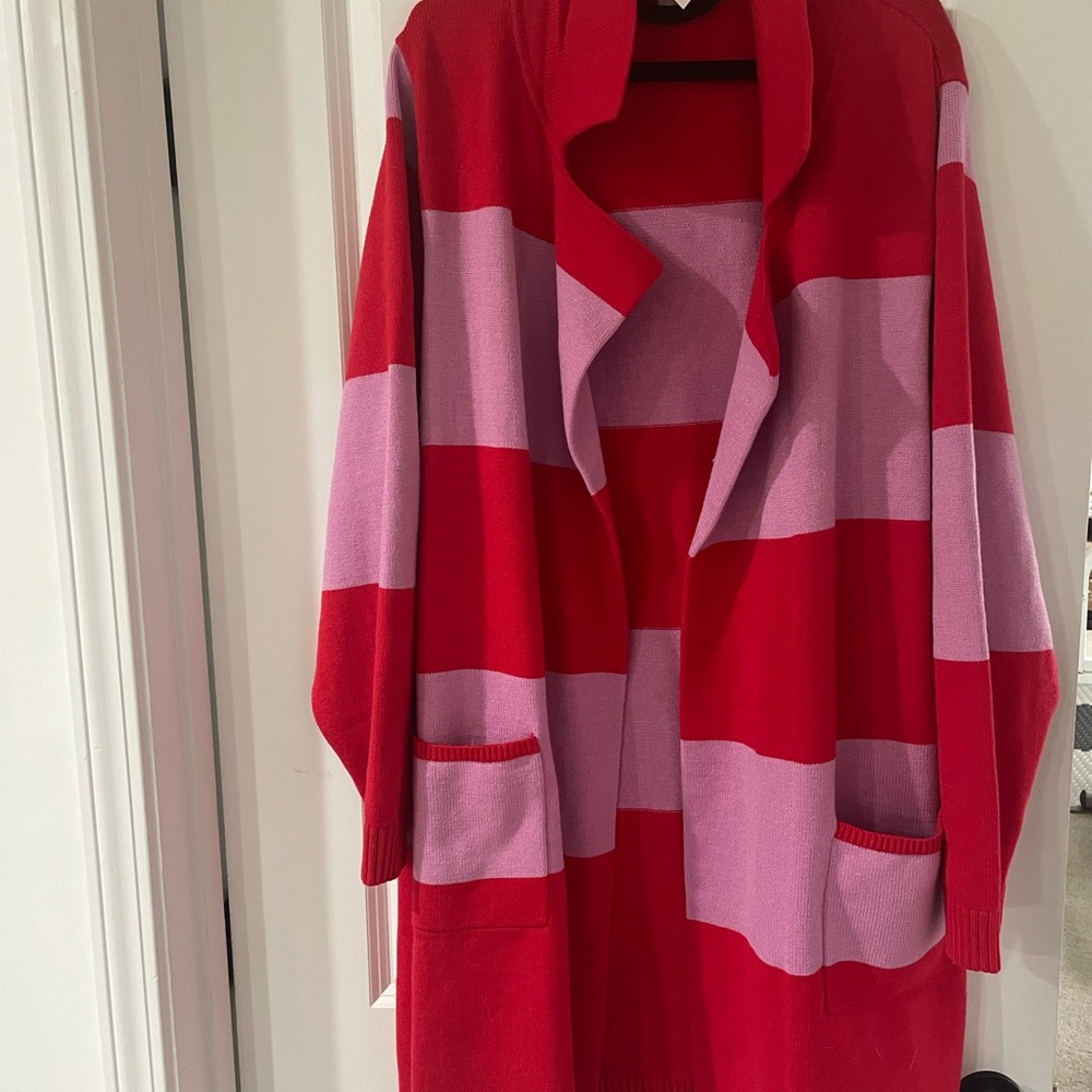 NWT LuLaRoe Red and Pink Striped Cardigan
